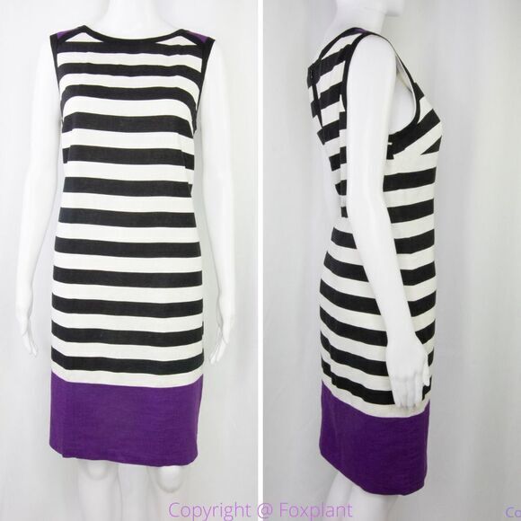 NEW Marks & Spencer M&S black and white striped linen dress, UK size 14 - Picture 2 of 16